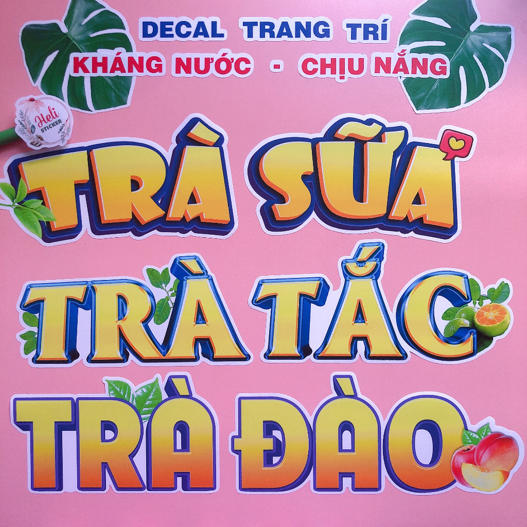 Decal Trang Trí Quán TRÀ SỮA, Chữ Rời ✨ Hình Dán Trà Sữa, Sinh Tố, Trà Dâu, Rau Má, Trà Đào, Trà Tắc, Trà Vải, Trà Chanh