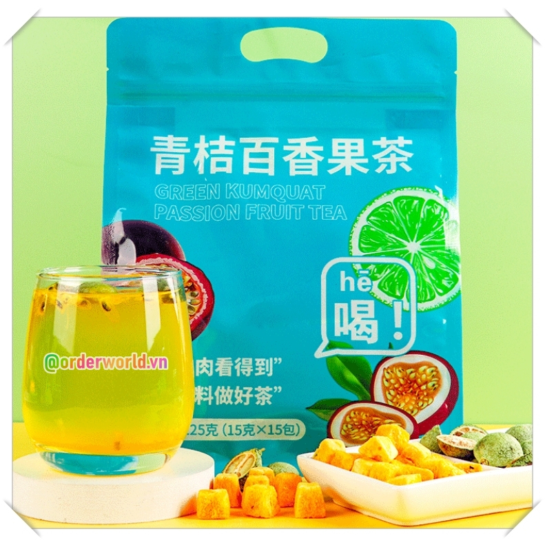 HCM có sẵn - Bịch trà chanh dây kim quất đường phèn sấy khô uống liền - Gói nhỏ 15gr.