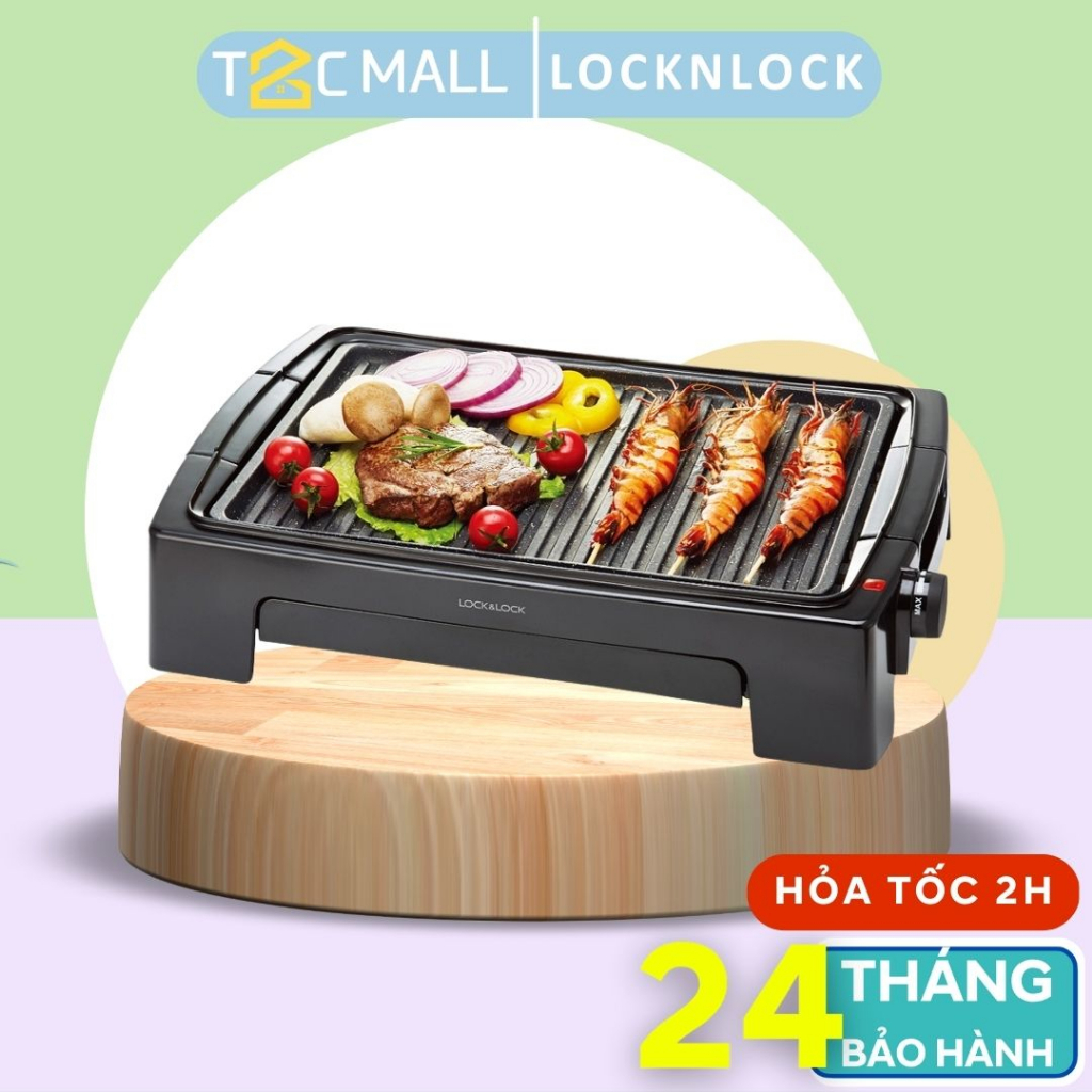 Bếp Nướng Điện Mặt Đá Chống Dính LocknLock Kèm 5 Mức Nhiệt 1300W Lock&Lock EJG221 T2Cmall