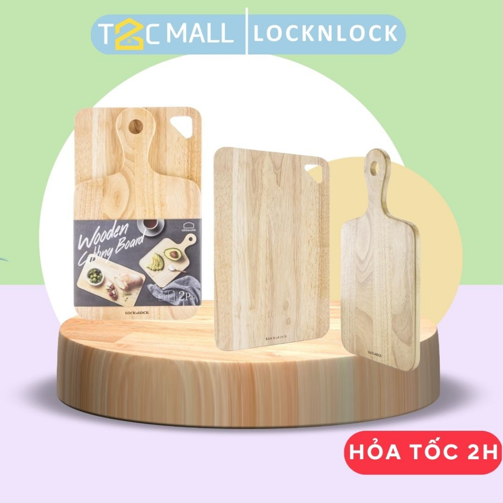 Bộ 2 Thớt Gỗ Cây Cao Su LocknLock Bề Mặt Min Cứng Chắc LWC001S2 T2Cmall