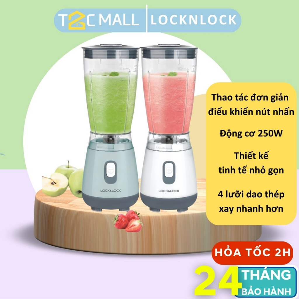 Máy Xay Sinh Tố LocknLock Đa Năng Nhỏ Gọn, Xay Được Đá 600ML EJM436 - T2Cmall