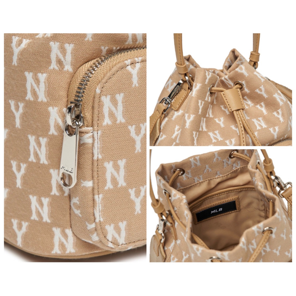 Túi MLB  Bucket Bag Boston Sox Màu nâu xanh vàng 3Abms012N