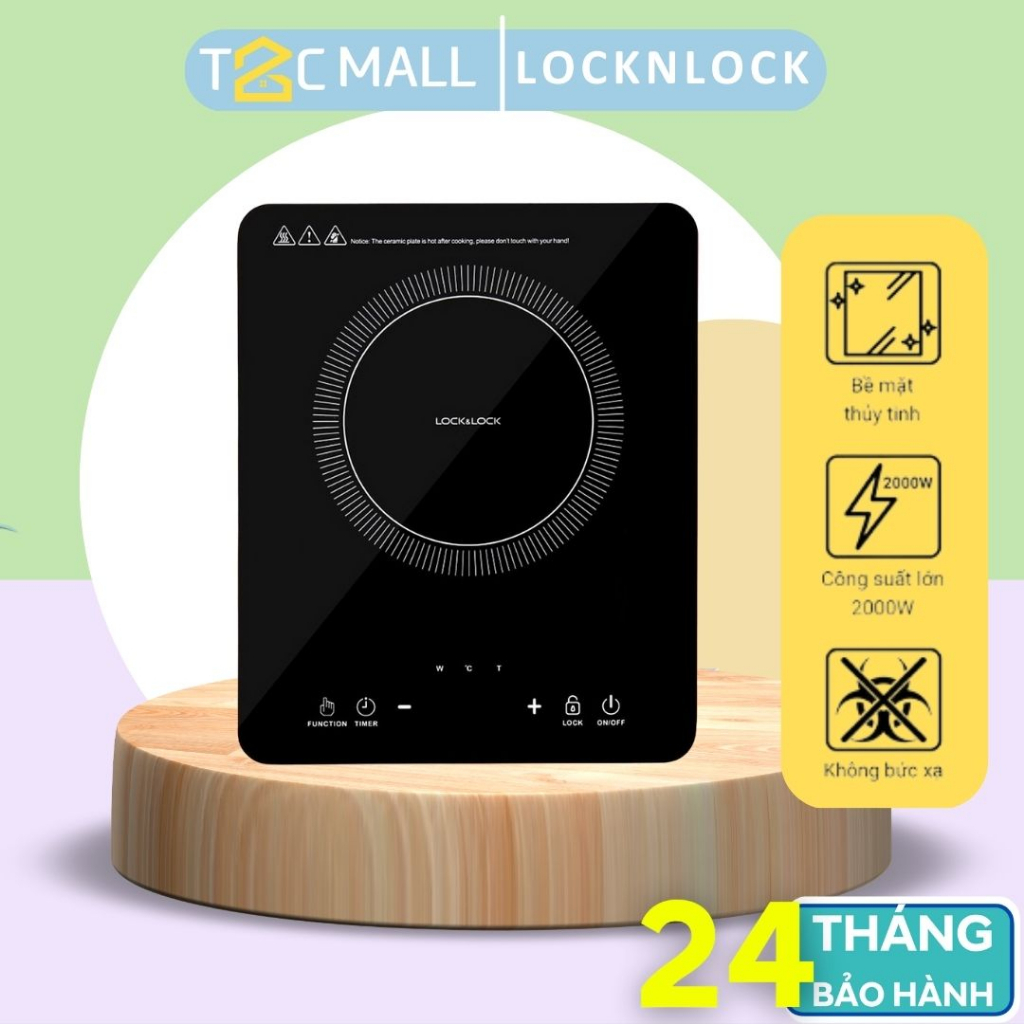 Bếp điện từ LocknLock Mặt Thủy Tinh Không Bức Xạ , bếp từ Lock & Lock Induction Cooker EJI411 T2Cmall