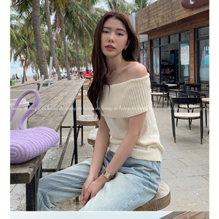 HANNY A11 Áo trễ vai len mỏng