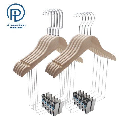 Móc treo đồ bộ người lớn , móc áo gỗ treo set quần áo loại móc kẹp hàng nhập khẩu loại 1 cho shop thời trang