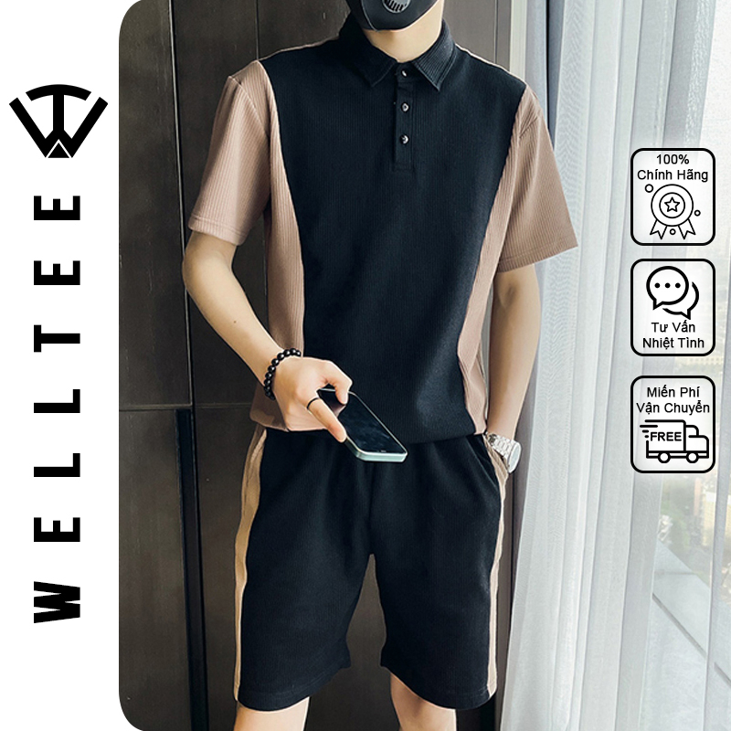 Bộ quần áo thun nam nữ phong cách, Set đồ thể thao Unisex Mùa hè ngắn tay có cổ vải tổ ong cao cấp - SET HE NAM 001
