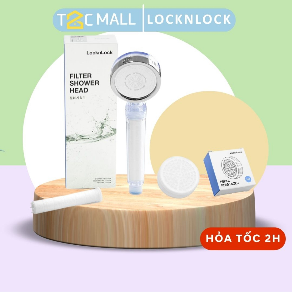 Đầu vòi sen lọc nước LocknLock 80mm - Vòi hoa sen khử độc nước , lọc clo, vòi sen tăng áp LBW400 LBW401 LBW402 - T2CMALL