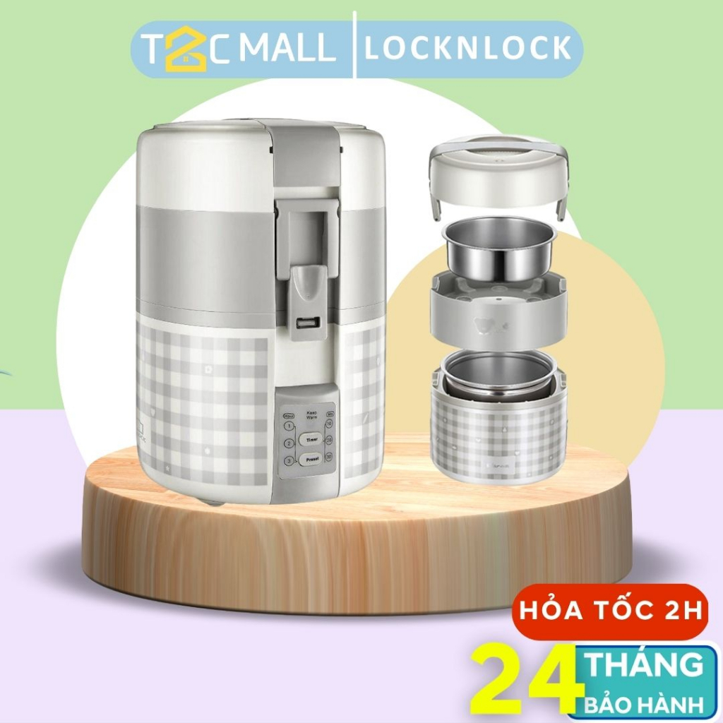 Hộp Cơm Điện 2L Màu Xám, nấu chính cơm, thức ăn hoặc hâm nóng, ủ Lock&Lock EJR216 - T2Cmall