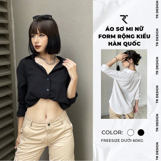 Áo sơ mi nữ form rộng kiểu Hàn Quốc chất lụa cotton cao cấp mềm mịn nhẹ TR Design