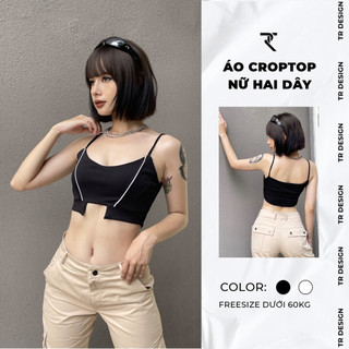 Áo croptop nữ hai dây thiết kế cách điệu chất thun gân TR Design