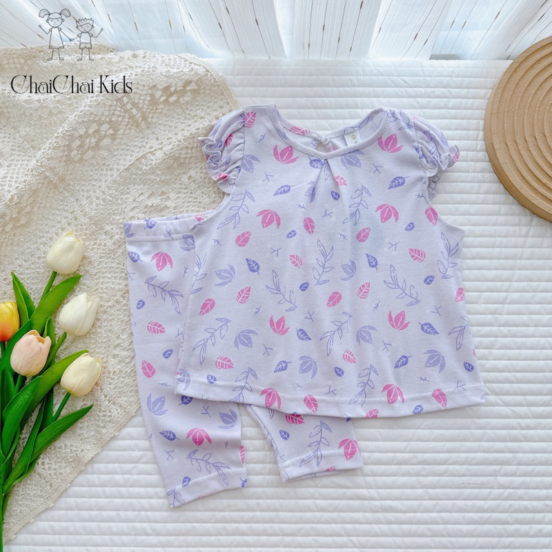 Đồ bộ quần lửng tay nhún bé gái Chaichai Kids xuất Nhật