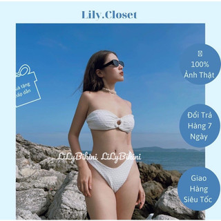 Bikini 2 mảnh khoét ngực đen / trắng