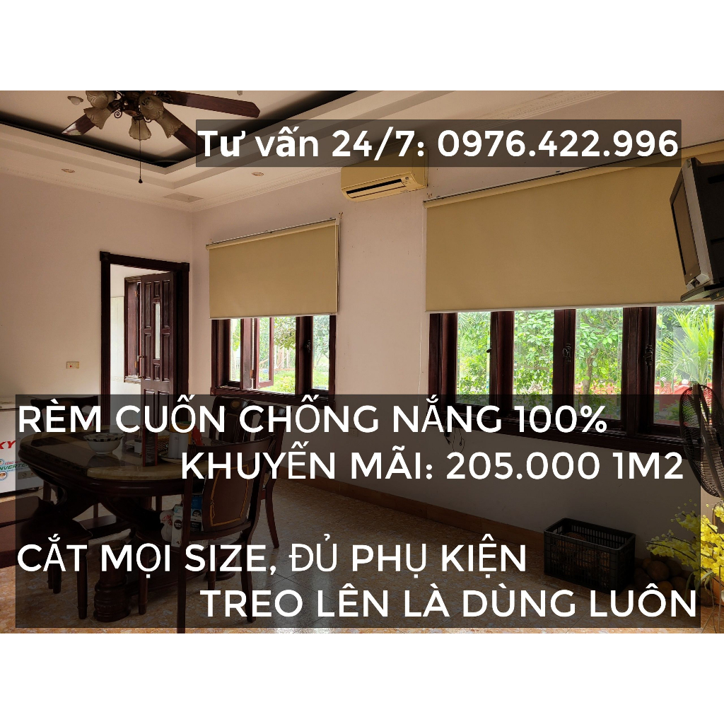 Rèm Cuốn Chống Nắng 100%, Rèm Cuốn Cửa Sổ, Văn Phòng, Nhận Làm Theo Yêu Cầu - Rèm 5 Sao