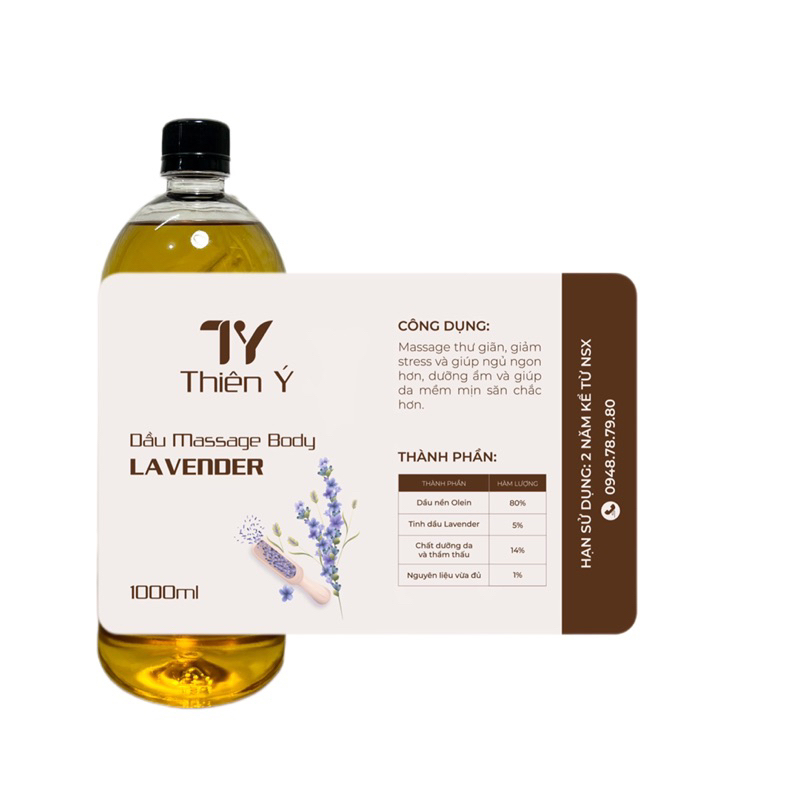 Dầu Massage Body, Toàn Thân - Tinh Dầu Hương Oải Hương - Lavender ( 1000ml )