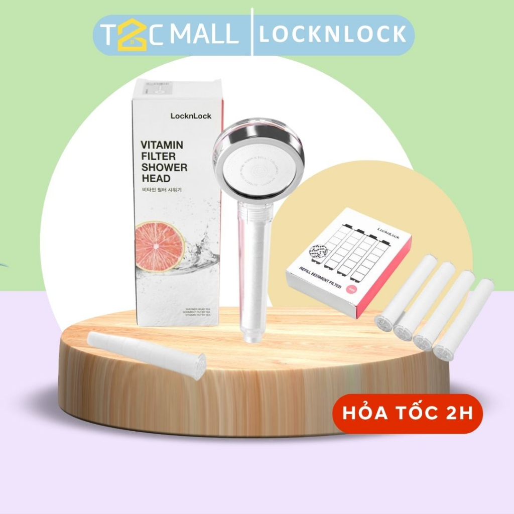 Đầu vòi sen lọc nước LocknLock 84mm - vòi hoa sen tăng áp , 2 lõi lọc LBW410 LBW411-T2CMALL