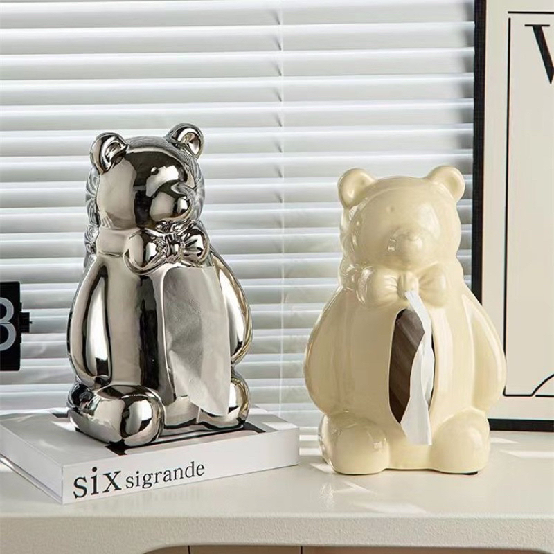 🐻 Hộp Đựng Khăn Giấy Bằng Sứ Dùng Trang Trí Bàn Ăn / Bàn Cà Phê