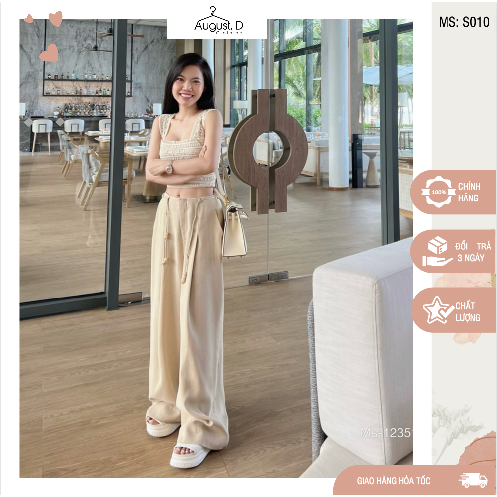 Set áo ren hai dây và quần suông ống rộng cực xinh cho hè này S010 - August. D Clothing