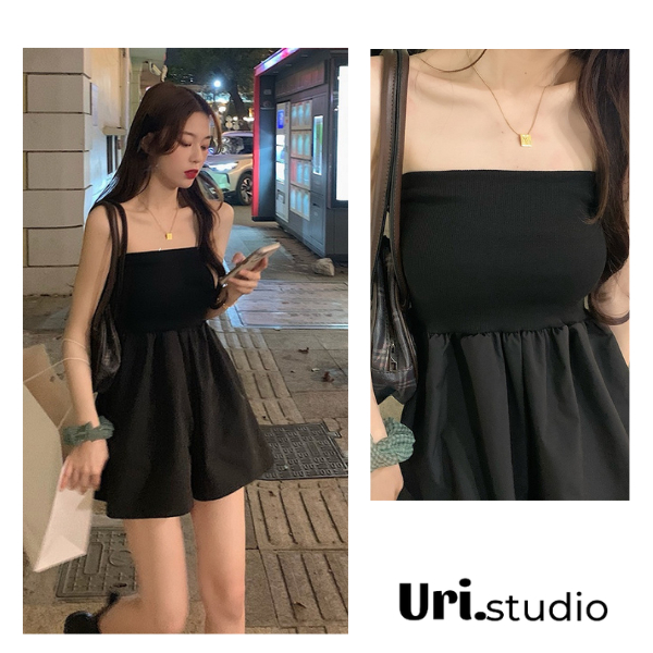 Set áo quây ngực liền quần đùi dáng suông phong cách tiểu thư - Jumsuit nhiều màu sang chảnh xuân hè 2022 - Uri118