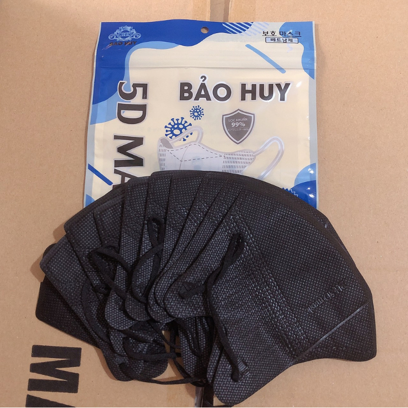 Khẩu Trang 5D Bảo Huy Thùng 100 Cái 3 Lớp Kháng Khuẩn Ôm Mặt Hàng chính hãng
