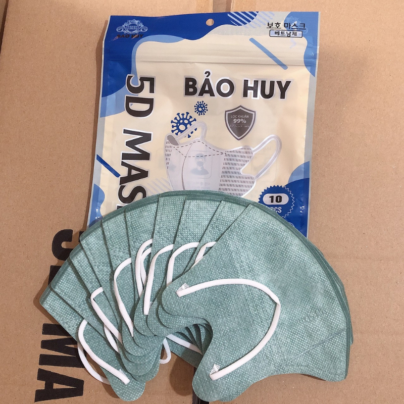 200c Khẩu trang 5D Bảo Huy Túi zip 3 Lớp Kháng Khuẩn-Hàng Chính Hãng