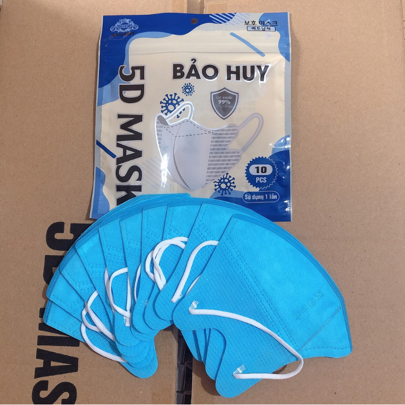 200c Khẩu trang 5D Bảo Huy Túi zip 3 Lớp Kháng Khuẩn-Hàng Chính Hãng