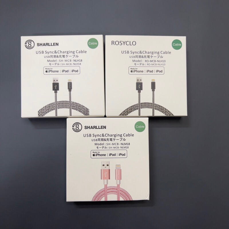 Cáp sạc USB To L,Sharllen,Rocyclo,MFi,Dây bọc dù.