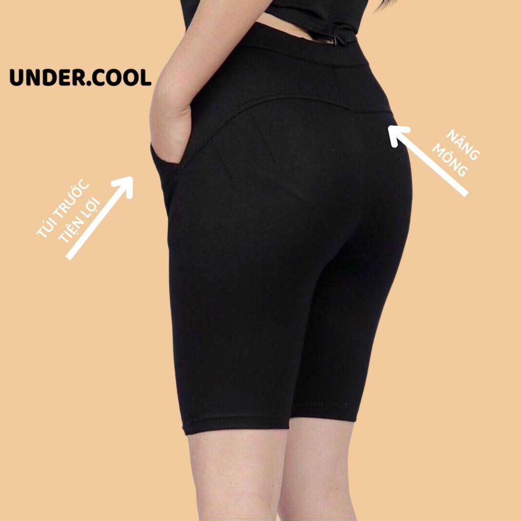 Quần legging lửng đùi nữ UNDERCOOL Tôn Dáng bigsize ôm bó vải dày dãn tốt cạp cao ngố mặc nhà dáng ôm bó tập gym yoga