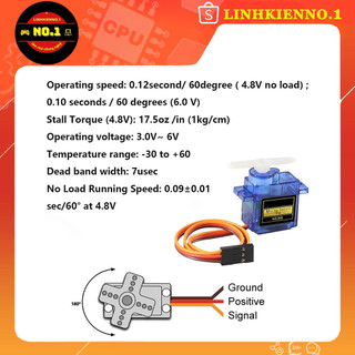 Động cơ Servo SG90 (Góc Quay 90/180/360 độ)
