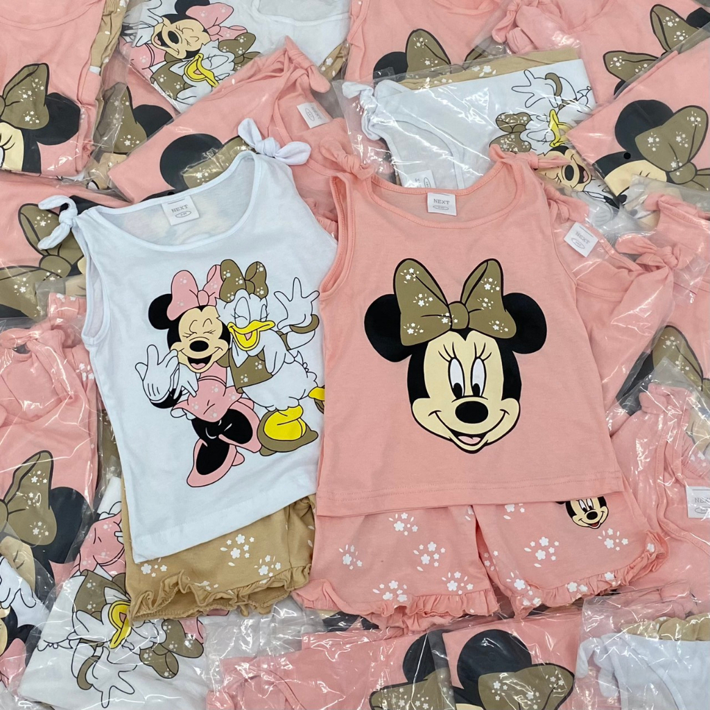 Set 2 bộ sát nách Minnie N.E.X.T cho bé gái siêu xinh mặc ở nhà, chất cotton mềm mịn mặc rất thích, hình in sắc nét