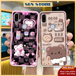 Ốp lưng Vsmart Active 1/ Active 1 Plus / Active 1+ hoạ tiết 3D nền kẻ caro, gấu đáng yêu viền dẻo