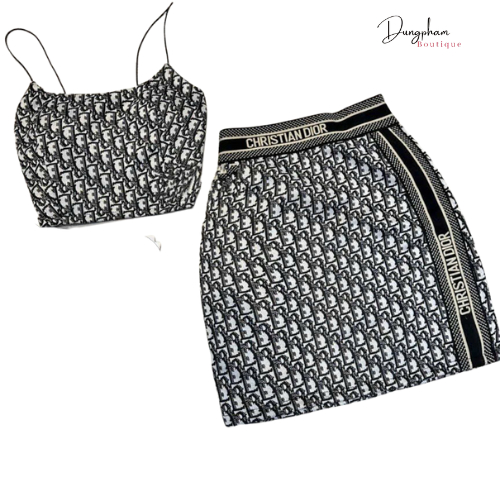 Set Di.or dáng ôm body 2 dáng ngắn - dài, áo 2 dây crt phối chân váy hàng Quảng Châu - Anna.Store