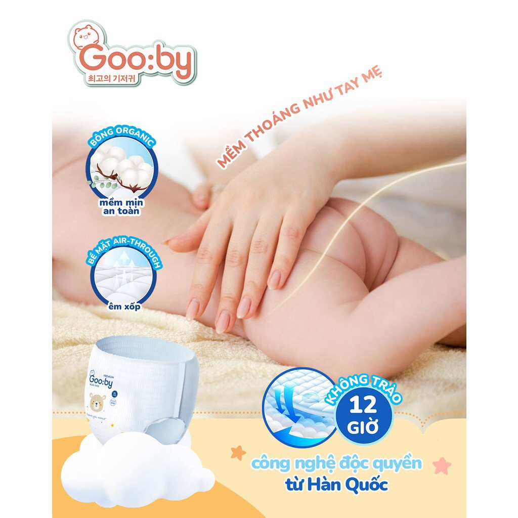 Tã/bỉm quần Gooby mềm mại, an toàn, siêu thấm hút size M/L/XL/XXL/XXXL cho bé từ 6kg