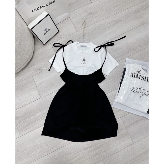 Sét Váy Yếm Kèm áo Hottrend Có Quần Bảo Hộ LAMISE Siêu Tôn Dáng Chất Umi Dày Dặn