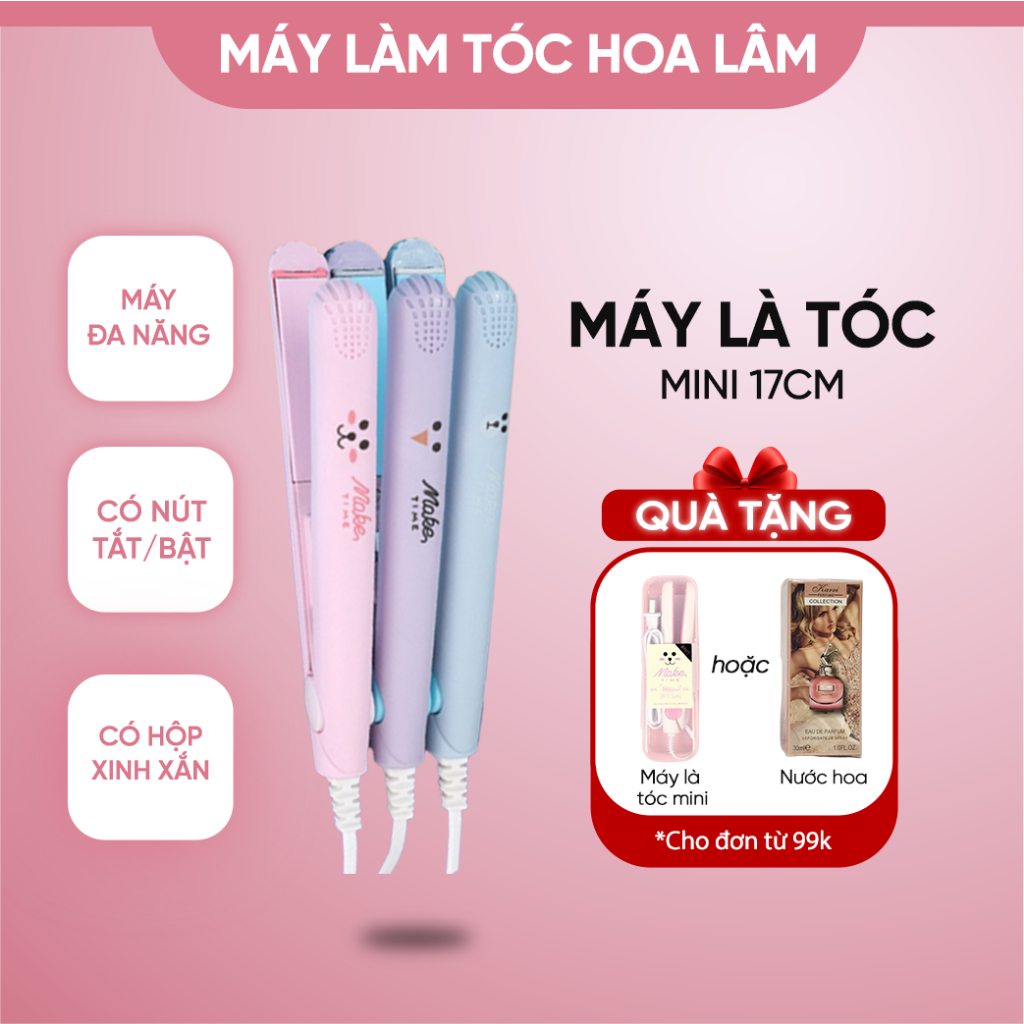 Máy ép tóc mini, máy duỗi tóc, máy là tóc , máy kẹp tóc 3 màu siêu dễ thương, dễ dàng sử dụng