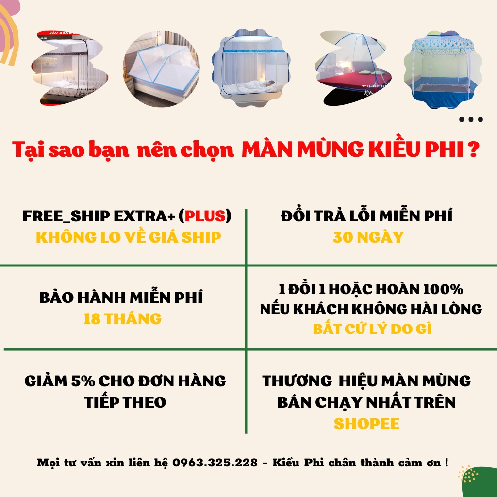 Màn Mùng chụp tự bung gấp gọn đỉnh chóp chống muỗi 1m2, 1m4, 1m6, 1m8, 2m2 tiện dụng người lớn gấp gọn