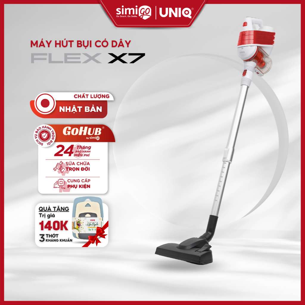 Máy hút bụi UNIQ Flex X7 Đa Năng Gia Đình Dây dài 5m Hút Giường Đệm Nệm Sofa Xe hơi