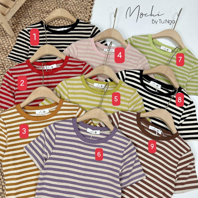 Áo thun ôm kẻ ngang 9 màu - áo form nhỏ ôm sát người khách nhắn tin để được shop tư vấn