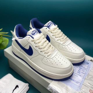 Giày nike air force 1 af1 trắng vệt xanh thể thao nam nữ cổ thấp đế bằng full box
