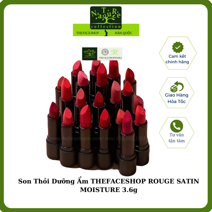Son thỏi lâu trôi dưỡng ẩm Thefaceshop rouge satin moisture 3.6g