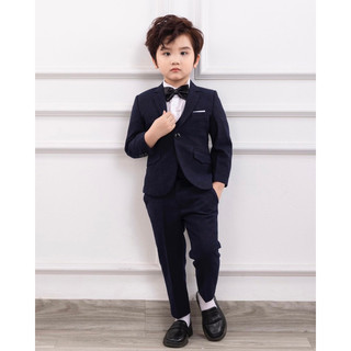 Bộ vest công tử đen bé trai thiết kế