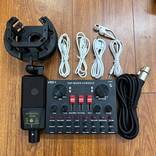 Combo hát karaoke thu âm online mới nhất 2023 mic lgt240 kèm souncard v8s+ tặng tai nghe nhét bảo hành 6 tháng