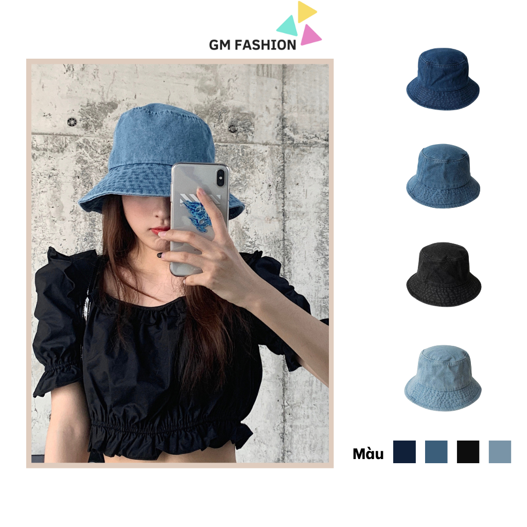 Mũ bucket denim nam nữ chống nắng phiên bản hàn quốc, nón bucket bò jean thoáng mát siêu nhẹ, mũ xô chất bò trơn