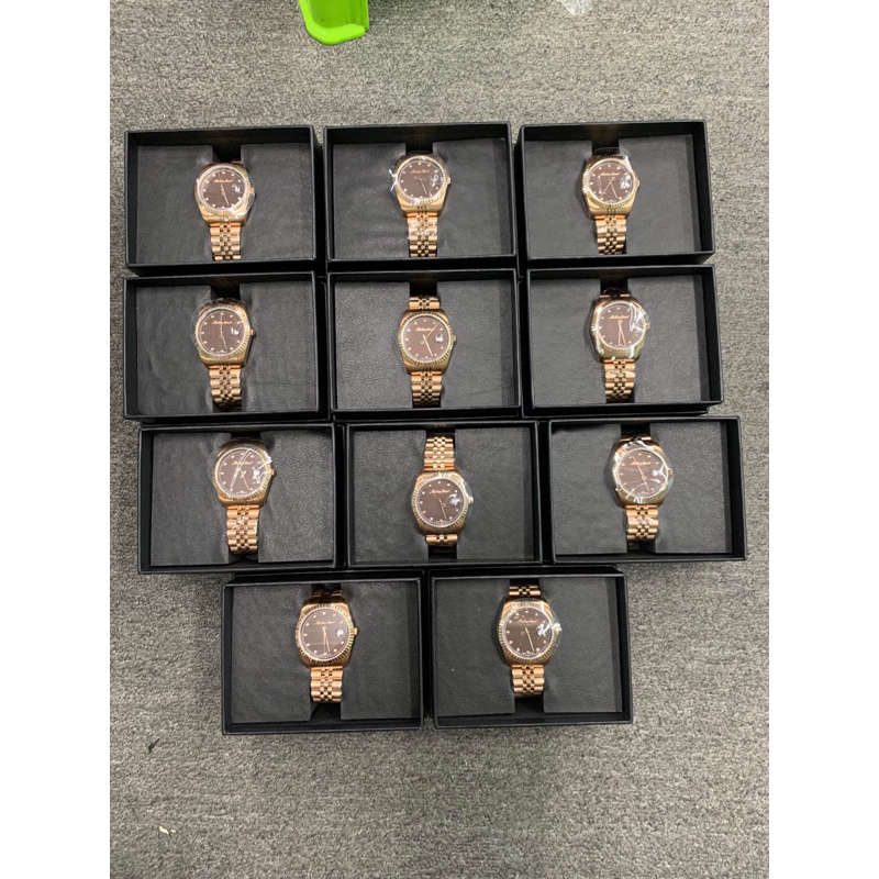 Đồng hồ đôi nam nữ Mathey Tissot Dial Brown Rose Gold