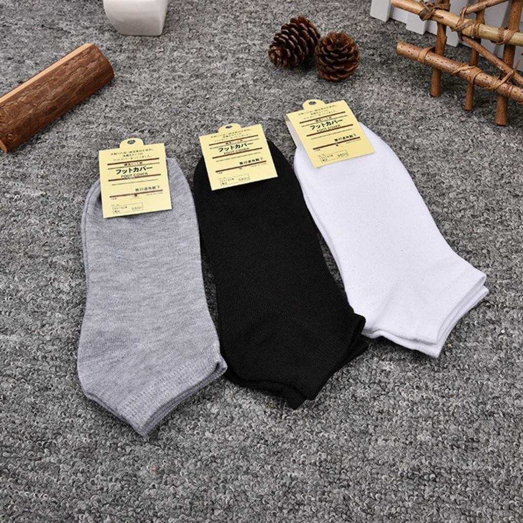 ❤️[FREESHIP]❤️/Sét 10 Đôi Tất Nam Nữ cổ ngắn thêu hình Gấu,Mèo,Mặt Cười chất dày kèm túi bọc SL