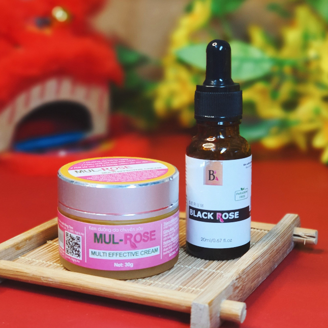 Combo dưỡng trắng face ,mờ nám , giảm mụn MUL ROSE và SERUM BLACK ROSE chính hãng