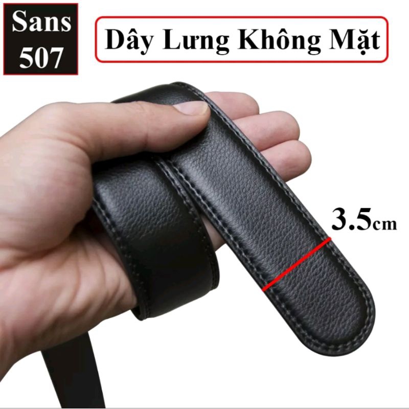 Thắt Lưng Nam Cao Cấp Da Bò 2 lớp Sans507 bản 3.5cm dùng cho mặt khóa tự động