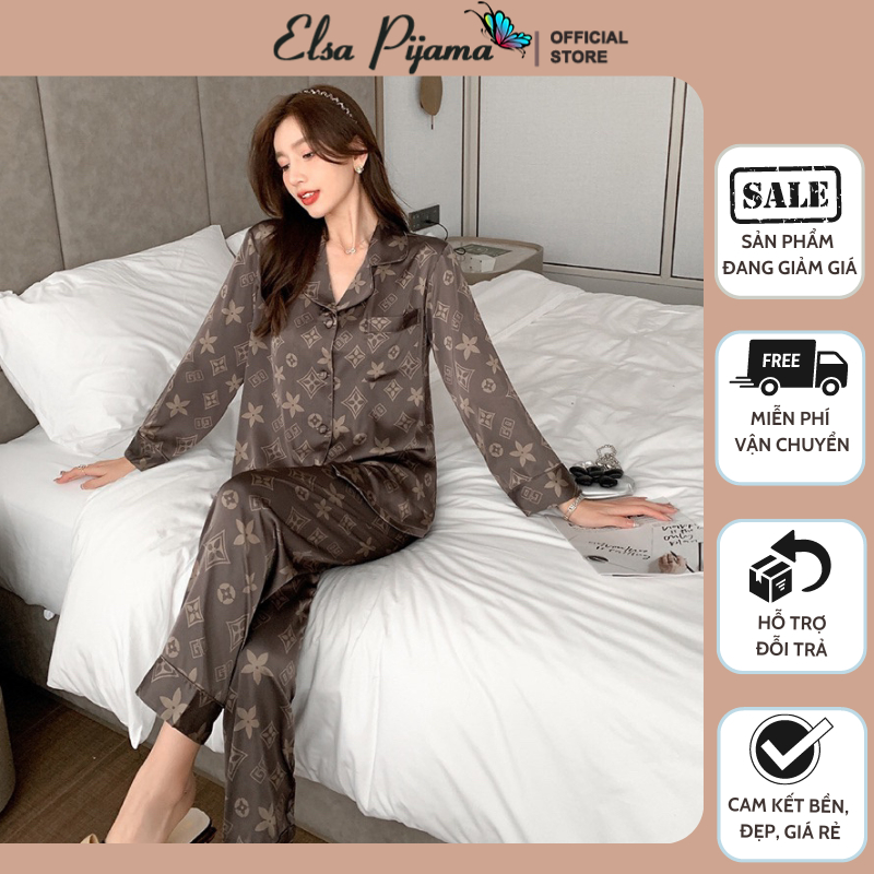 Bộ Lụa Mặc Nhà Pijama Nữ Chất Lụa Cao Cấp Mát Mềm Mịn ELSA PIJAMA