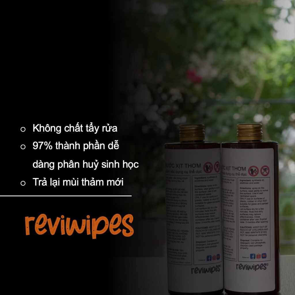 Combo Làm Quen: Nước xịt thơm Reviwipes cho thảm yoga, dụng cụ gym