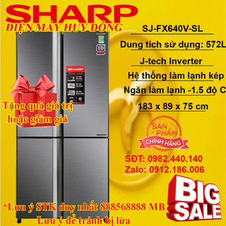 Tủ lạnh sharp inverter 572 lít sj-fx640v-sl