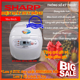 [Chuẩn Thái] Nồi Cơm Điện Tử Sharp KS-ZT18 Nhập Khẩu CHÍNH HÃNG